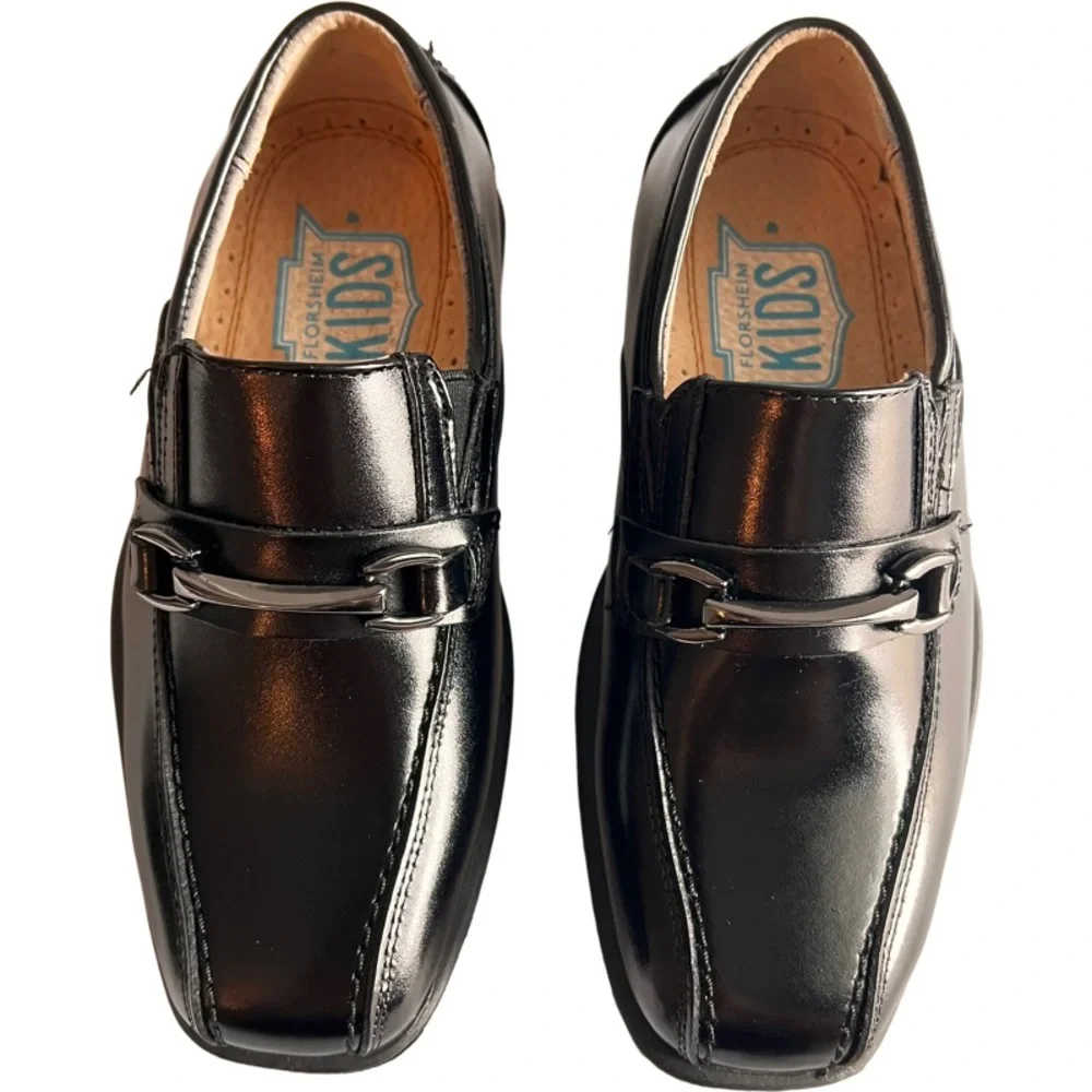 NIB Florsheim Reveal Bit Jr Black Leather Loafers Boys Toddler Size 11